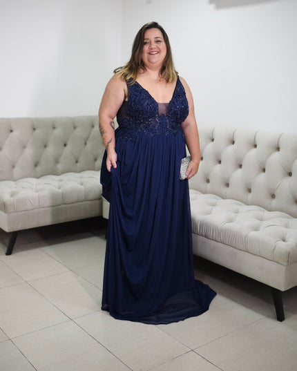 AZUL MARINHO FLORES TULE