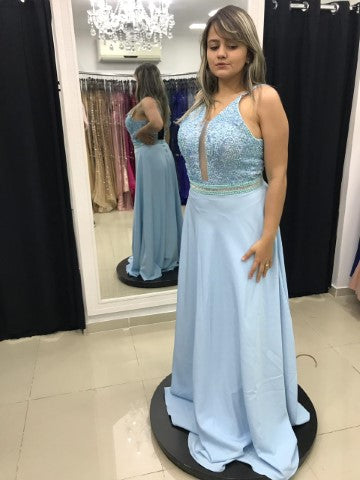 AZUL SERENITY COM PEROLAS VERDES