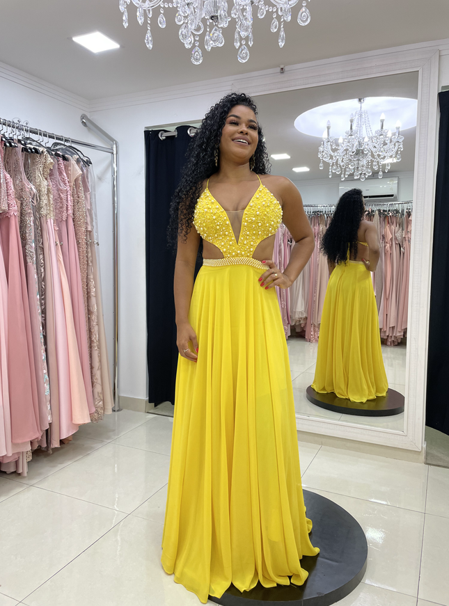 AMARELO BORDADO PÉROLAS