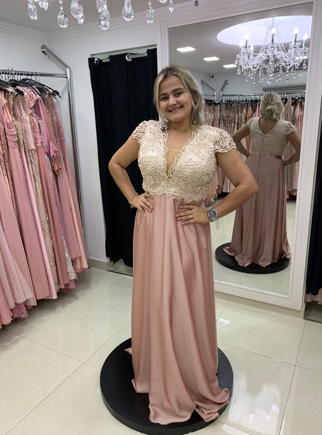 ROSA COM BEGE E PÉROLA