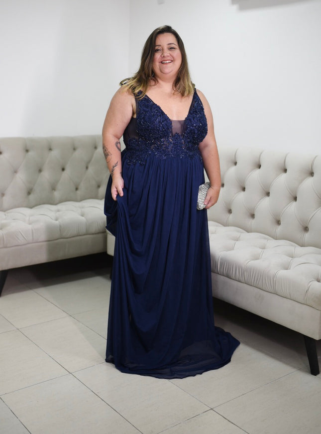 AZUL MARINHO FLORES TULE