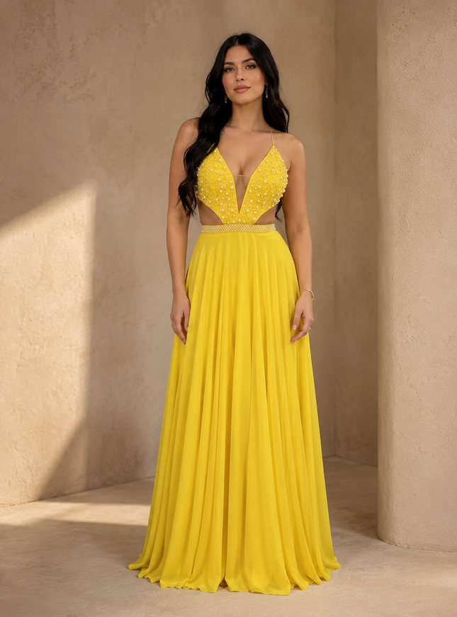 AMARELO BORDADO PÉROLAS