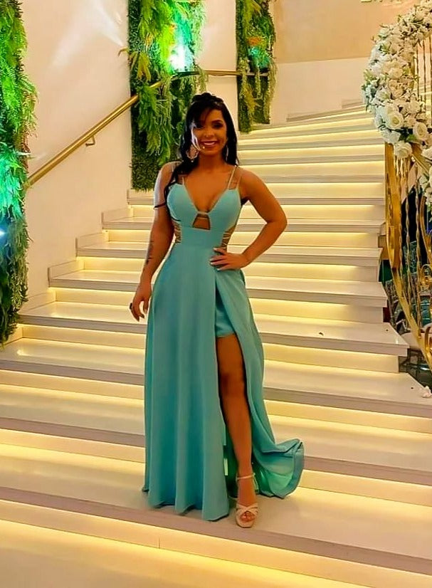 VERDE CLARO LISO TIRAS E FENDA